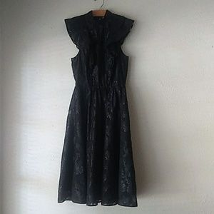 H&M black mock neck ruffle party dress